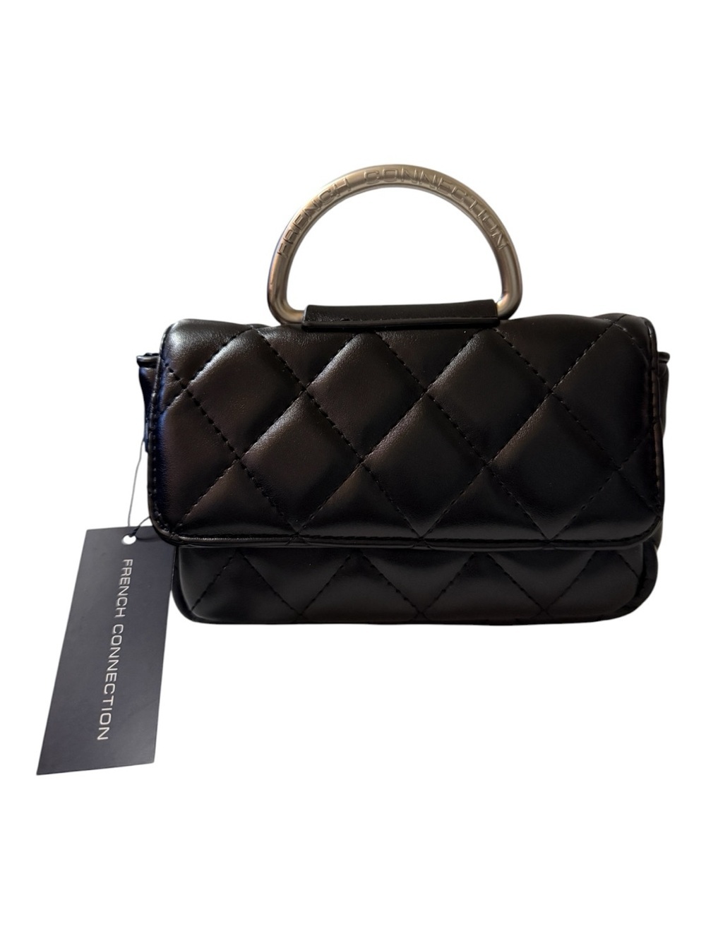 French Connection Mell Quilted Crossbody Bag Black NWT